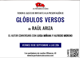 glóbulos versos de raúl ariza el día 19 09 2014 a las 20 00 horas en